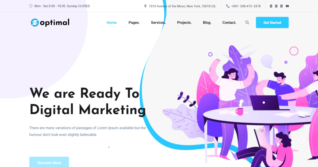 Modern multipurpose digital agency website design company for corporate IT solutions and marketing services