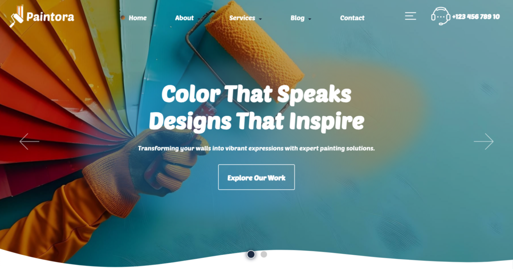 Professional lead generation painting company website design showcasing residential and commercial interior renovation projects, optimised for local construction search.