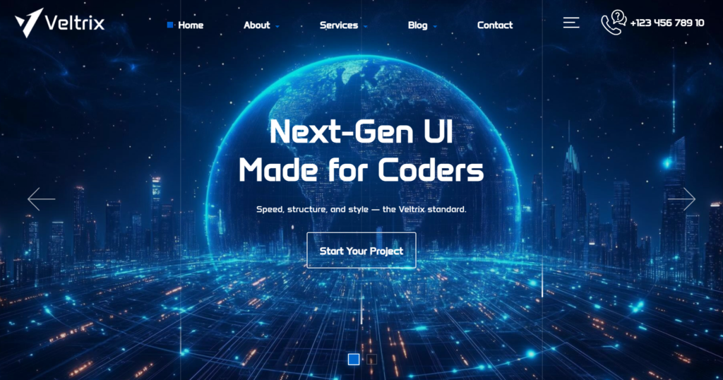 Modern corporate web development company website design showcasing software solutions, IT consulting, and clean technology platforms for startup and large business clients.