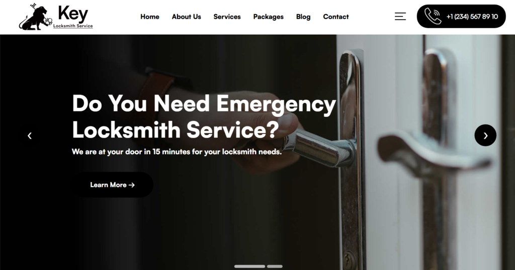 Locksmith website design UK focusing on security, monitoring, safe protection, and repair services.