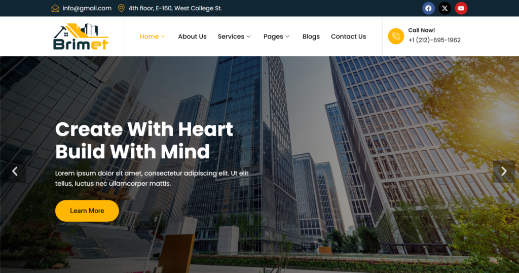 Building Construction Website Design a corporate platform showcasing portfolio and technical capability for building company, constructor, and industrial architecture projects.