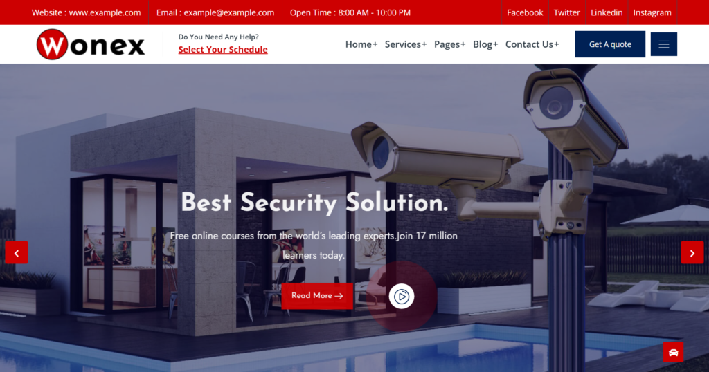 Reliable CCTV and security company website design focusing on camera security systems and protection technology.