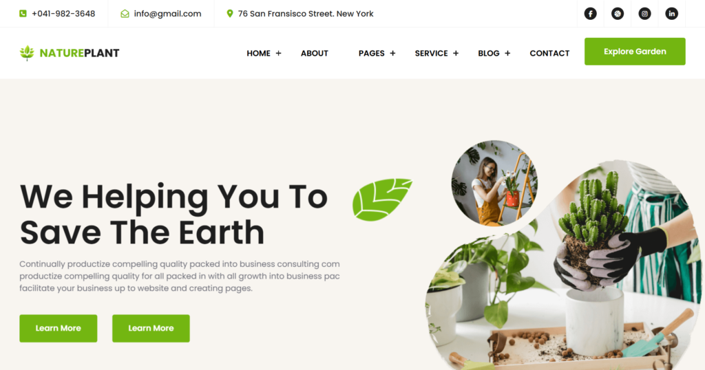 Landscaping Website Design for gardeners architects groundskeeper lawn care garden shop plant shop