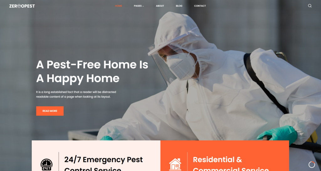 Commercial Pest Control Website Design for residential exterminator rodent mosquito bug removal services