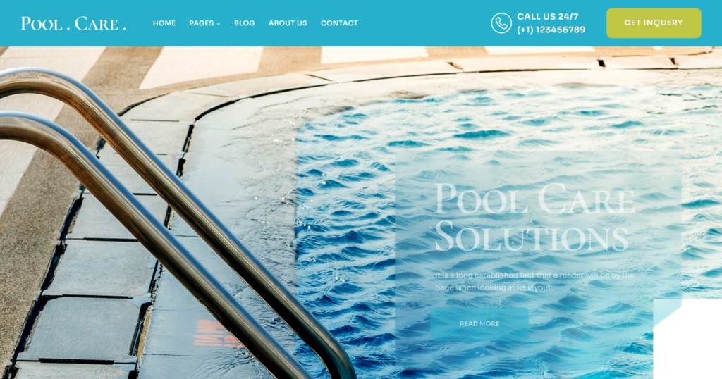 Professional Swimming Pool Cleaning Website design for local maintenance companies