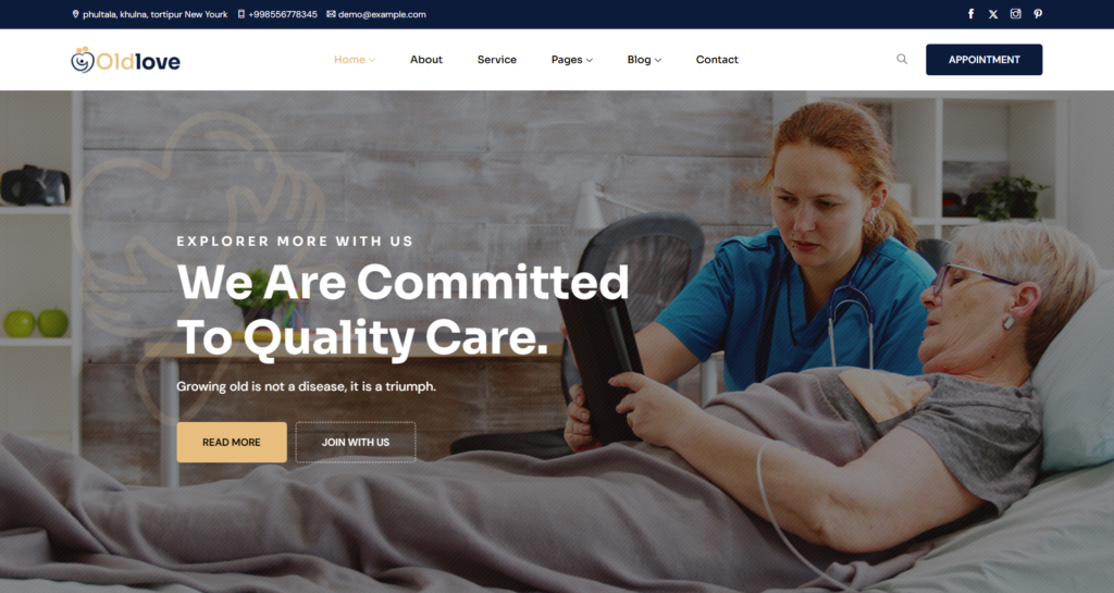 Health Care Website Design ensuring compliance for medical and elderly care services technology.