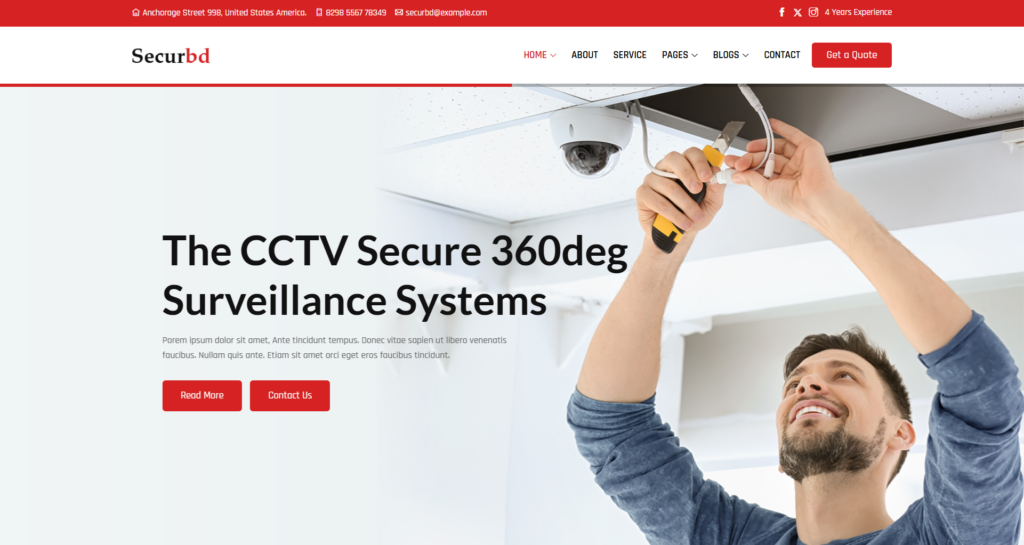 CCTV Security Website Design for home security providers and cctv camera installation companies offering robust security solutions