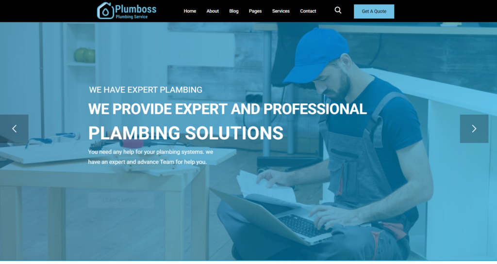 Plumbing Service website design for professional plumbers, supporting maintenance, repair, and renovation business needs.