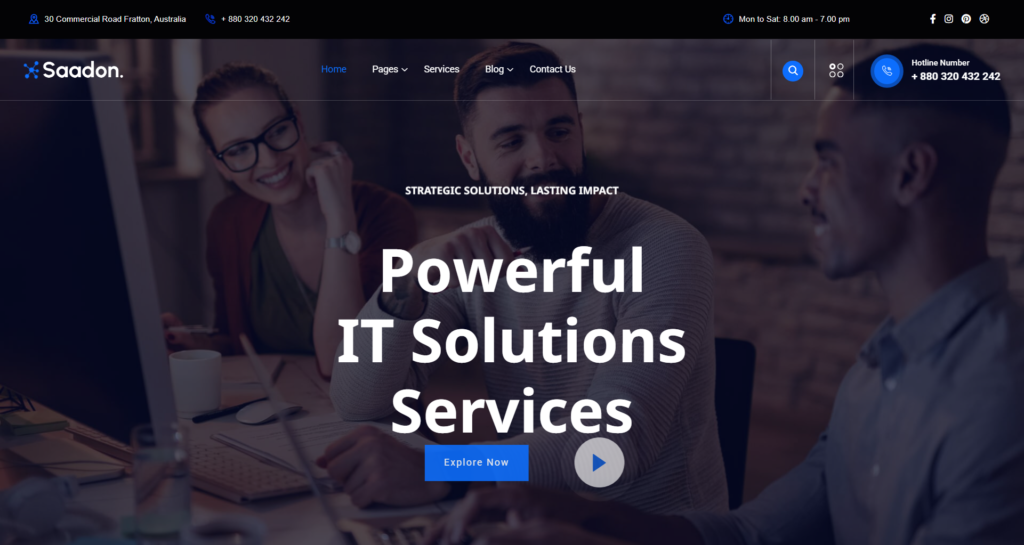 Professional it services website design for technology company, featuring corporate consulting and software solutions.