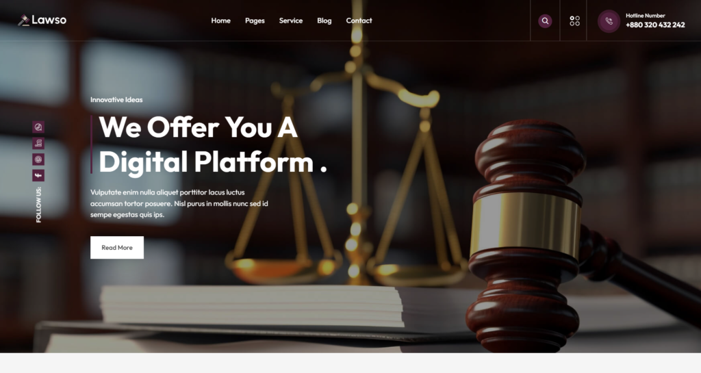 Solicitor website design service displaying a legal advisor and attorney homepage.