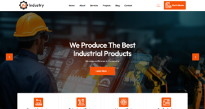 Factory website design service showing industrial industry and engineering themes.