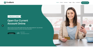 Banking website design service showing a professional finance and investment firm.