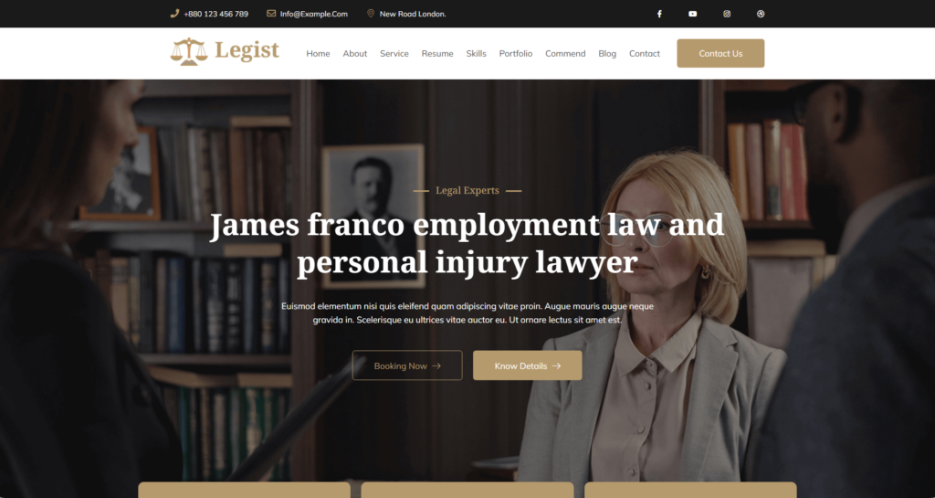 Law firm website design service featuring a professional barrister and attorney portfolio.