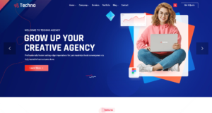Creative digital agency website design service with dark mode interface and modern software solution layouts.
