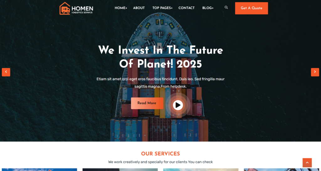 High-tech Logistics Website Design Service showing global shipping map