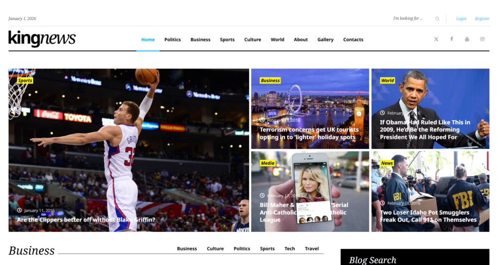 Modern News Portal Website Design showing a grid layout for articles.