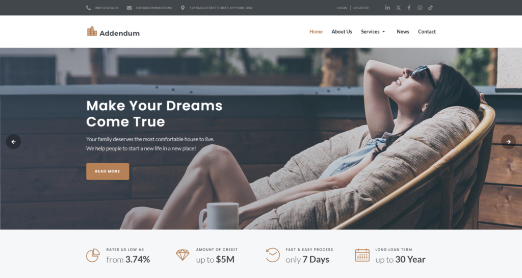Secure Mortgage Website Design displaying loan calculators and financial advice