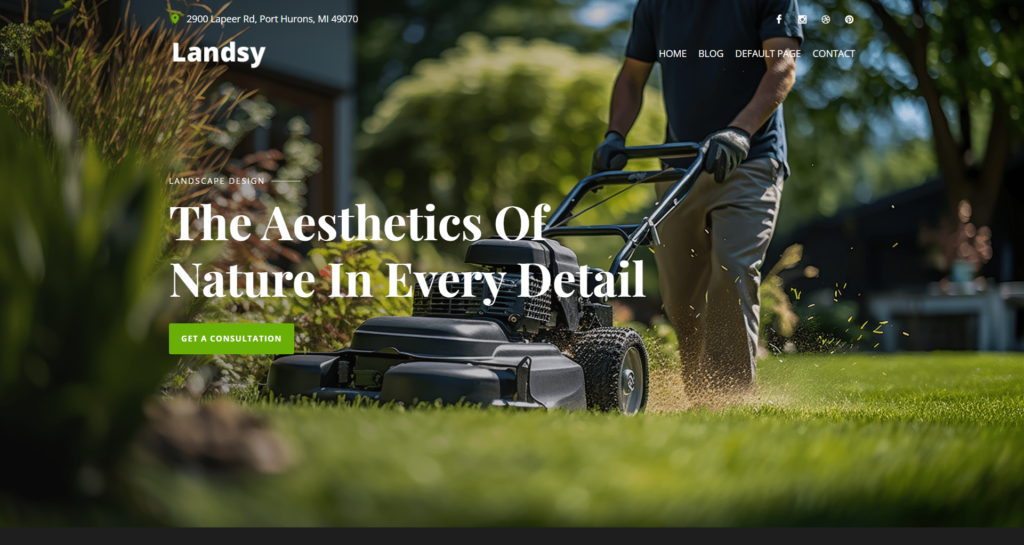 Professional Landscaping Website Design showing luxury garden design and groundskeeping
