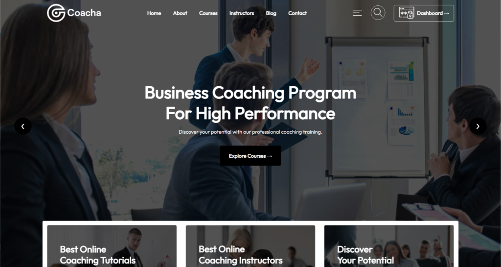 coaching website design service, responsive tablet interface, clean minimalist dashboard