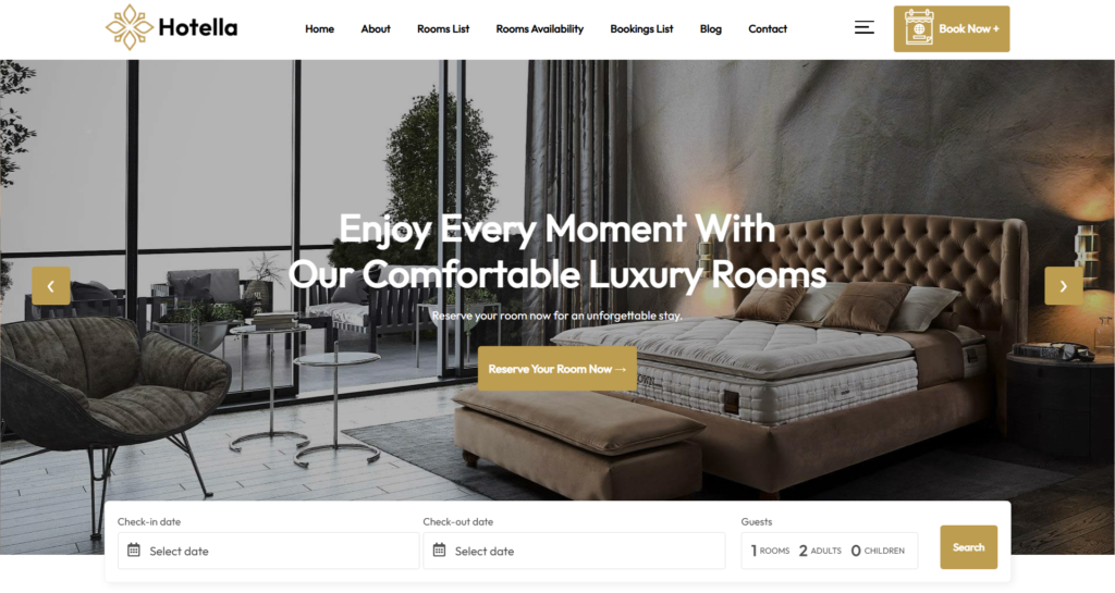 hotel website design service, intuitive booking interface, clean minimalist dashboard