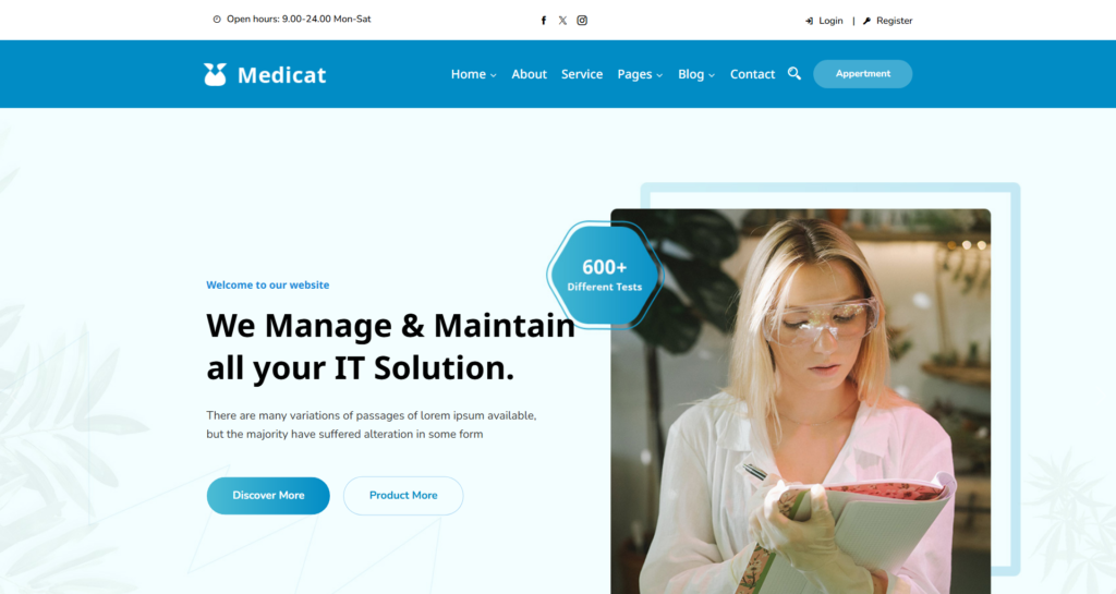 Medical clinic website design responsive tablet interface for prescription delivery services
