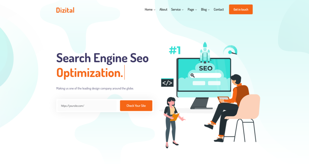SEO agency website design clean minimalist dashboard showing social media metrics