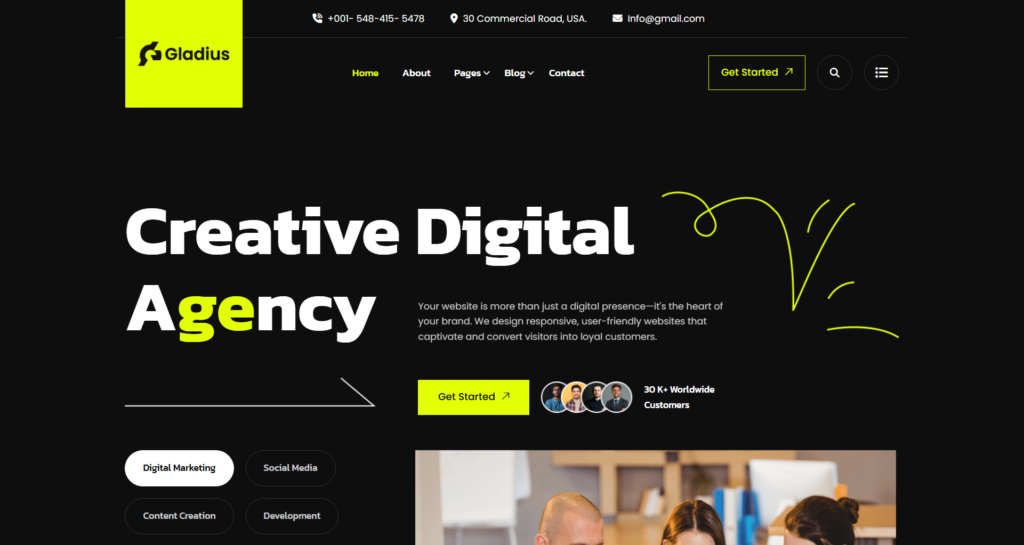 Creative agency and business consulting website template design