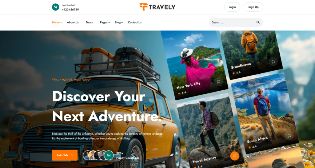 Travel adventure and tourism platform website template design