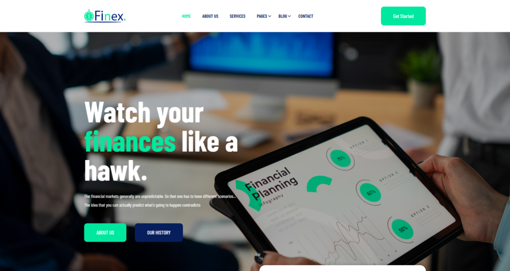 Corporate financial consulting website design for fintech and investment firms