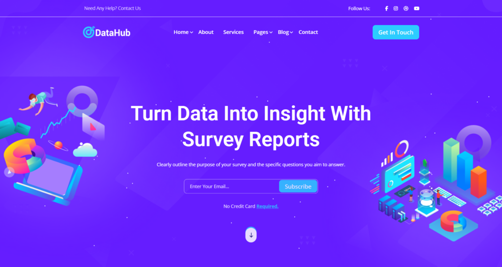 Futuristic data science website design agency showcasing artificial intelligence and machine learning applications
