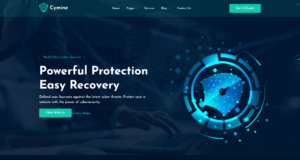 Powerful cyber security website design for corporate agency and business, focusing on protection, safety, software, and IT technology integration.