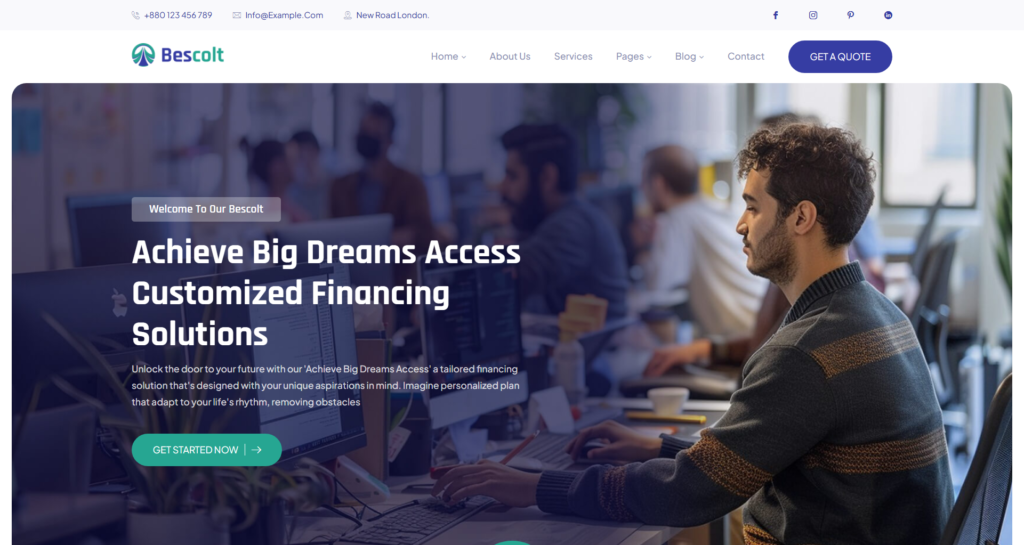 Trusted financial advisor consulting website development for corporate business services focusing on finance management and technology integration.
