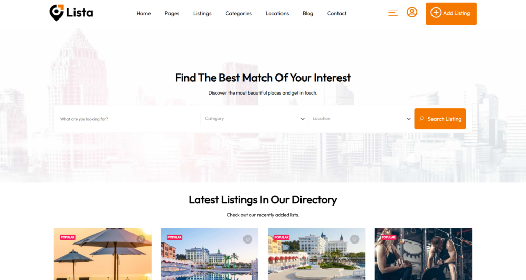 Functional UK Business Directory website design, featuring intuitive search and booking capabilities for medical directory, job portal, lawyer portal, and local events listings. (Type: Searchable Listing Portal/Utility Site).