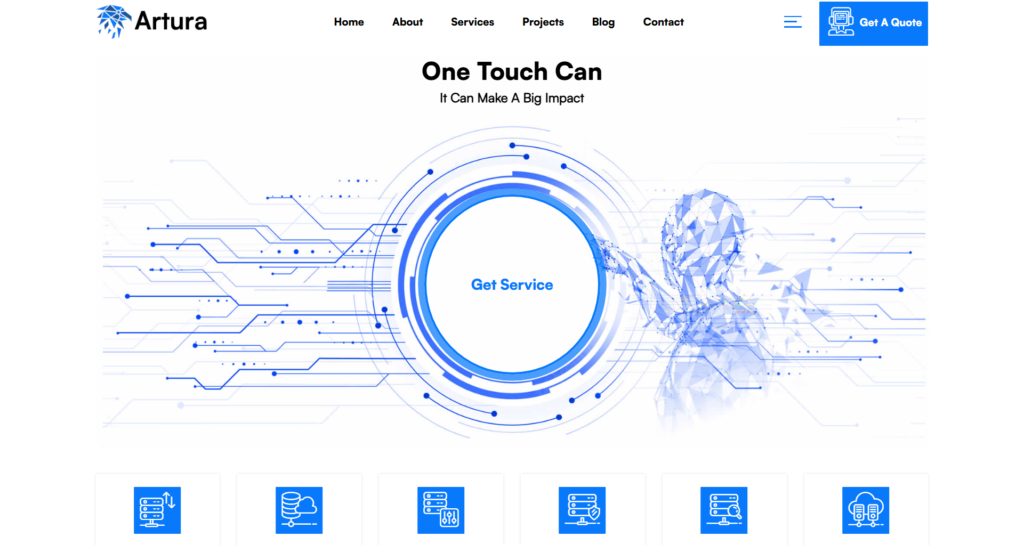 IT solutions web design for a modern creative agency software company demonstrating minimal technology branding.