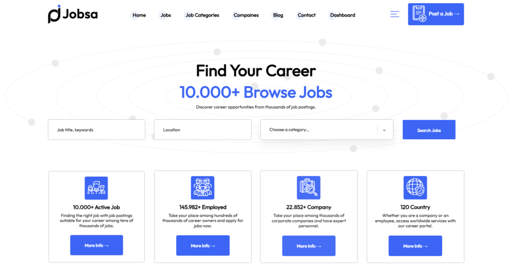 Career job portal platform design focused on candidate employment management and corporate recruitment services.