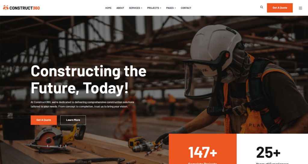 construction company website design architecture engineering building industrial projects renovation portfolio