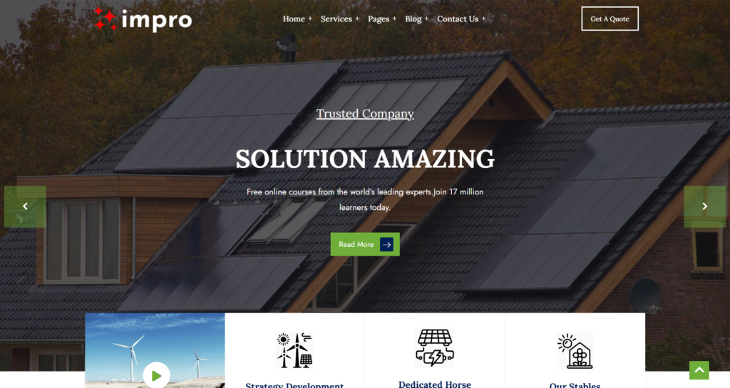renewable energy website design solar panels green energy environment ecology platform