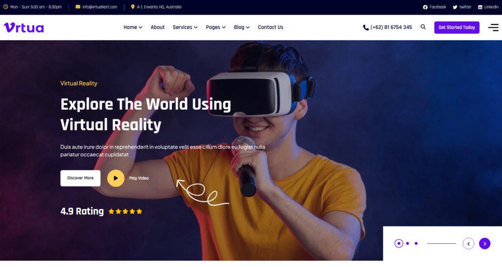 Virtual Reality Website Design for corporate business VRPRO metaverse technology company gallery