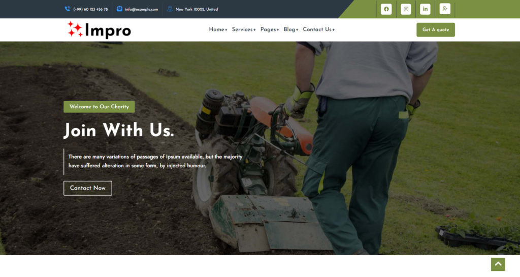 Fresh organic farm website design showcasing sustainable agriculture, local food production, and professional landscaping services.