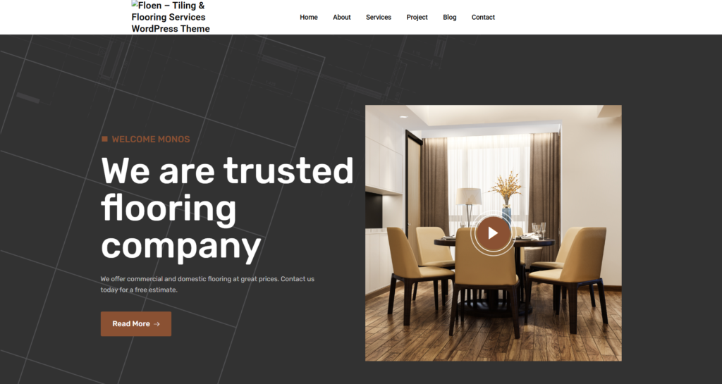 Flooring Website Design for tiling and wood maintenance services covering interior design and area specialisation