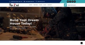Industrial welding and factory website design featuring metal fabrication, mobile welder services, custom metal works, and ornamental iron for craftsman businesses.