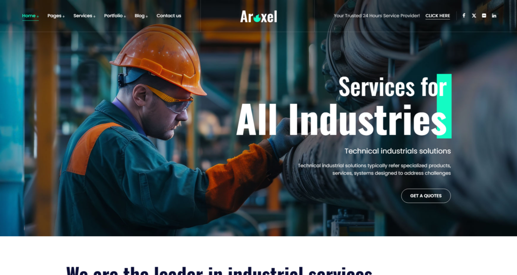 Manufacturing website design showcasing engineering, energy, and refinery capabilities.